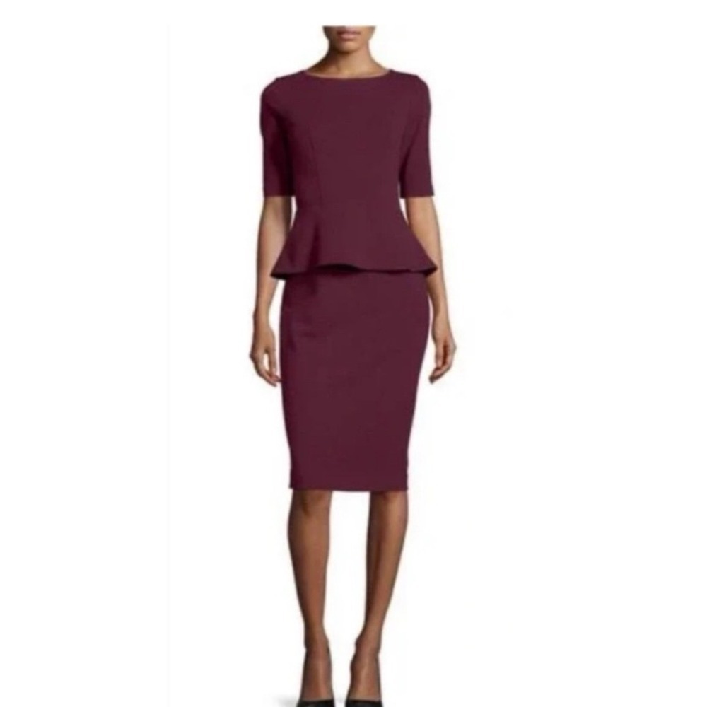 Lafayette 148 New York Women's Purple Peplum‎ Dress Short Sleeve Size 4 Career